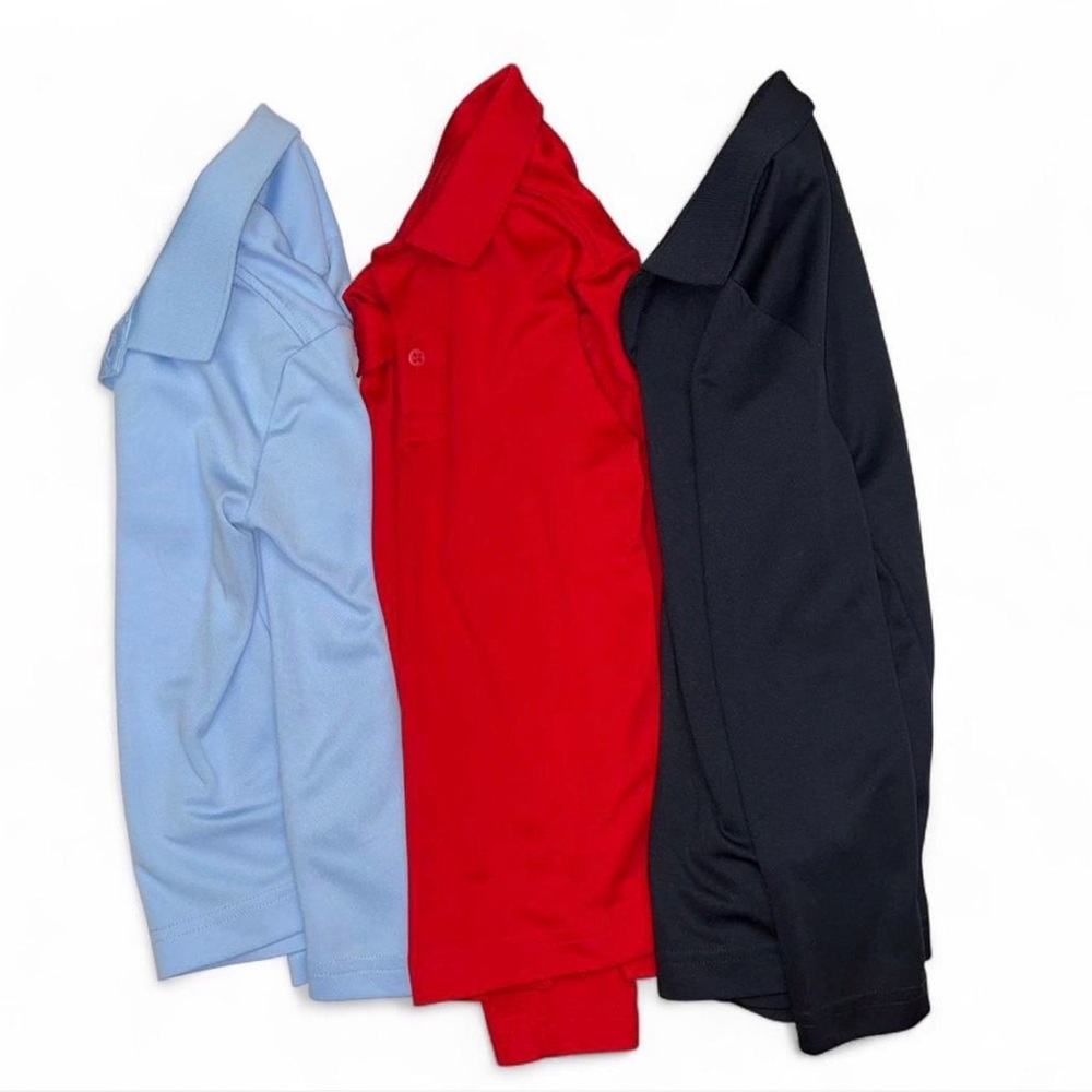 Three Izod Boys Polo Shirts - Light Blue, Red, Dark Navy